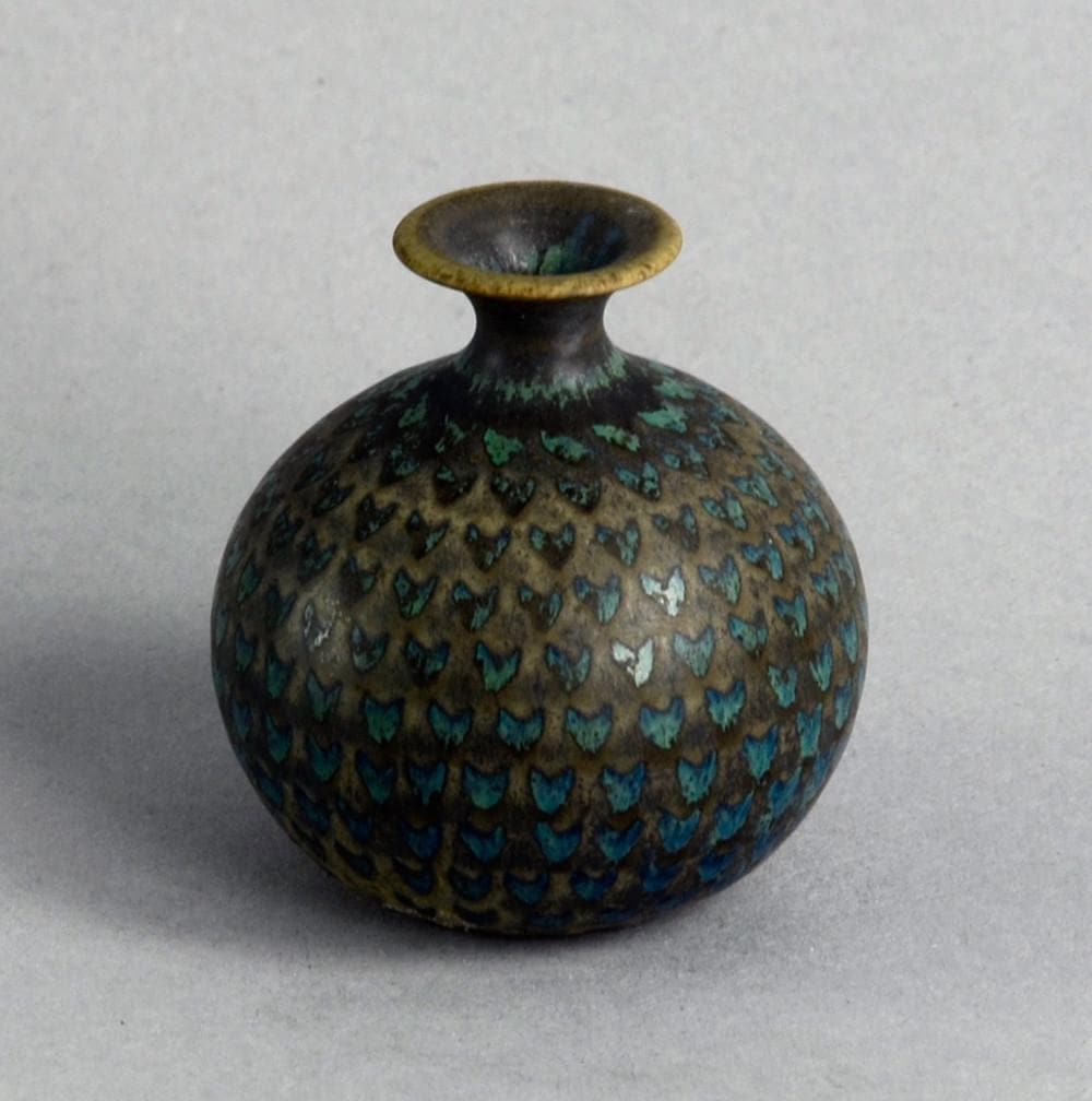 Miniature vase with turquoise glaze by Stig Lindberg B3289 - Freeforms