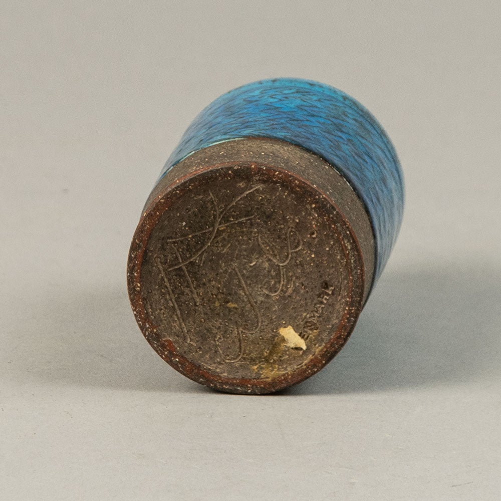 Nils Kahler for Herman A. Kahler Keramik, Denmark, small bottle vase with turquoise glaze G9078 - Freeforms