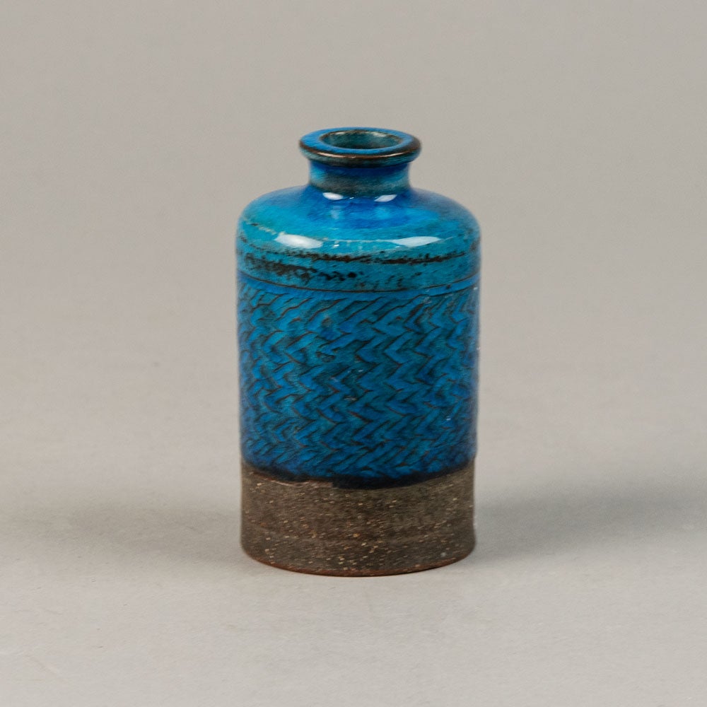 Nils Kahler for Herman A. Kahler Keramik, Denmark, small bottle vase with turquoise glaze G9078 - Freeforms