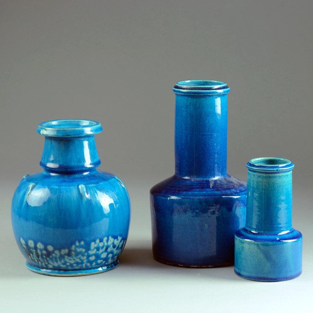 Nils Kähler, Kähler Keramik, group of vases with turquoise glaze - Freeforms
