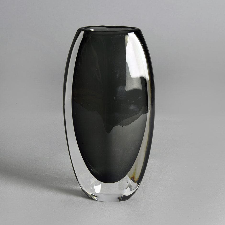 Nils Landberg for Orrefors, gray glass "Sommerso" vase F8105 - Freeforms