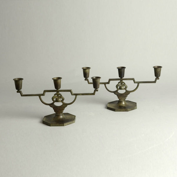 Pair Antique Bronze Candlesticks stock code A101C - Antiques Arena