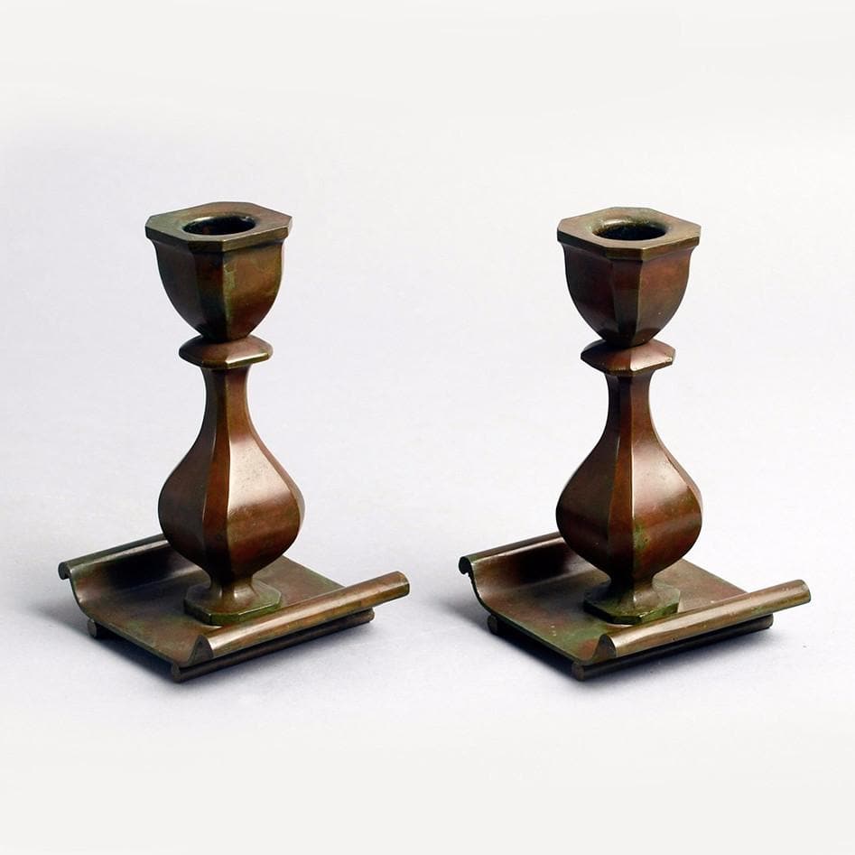Pair of bronze candlesticks by Sune Backstroms UK55 - Freeforms