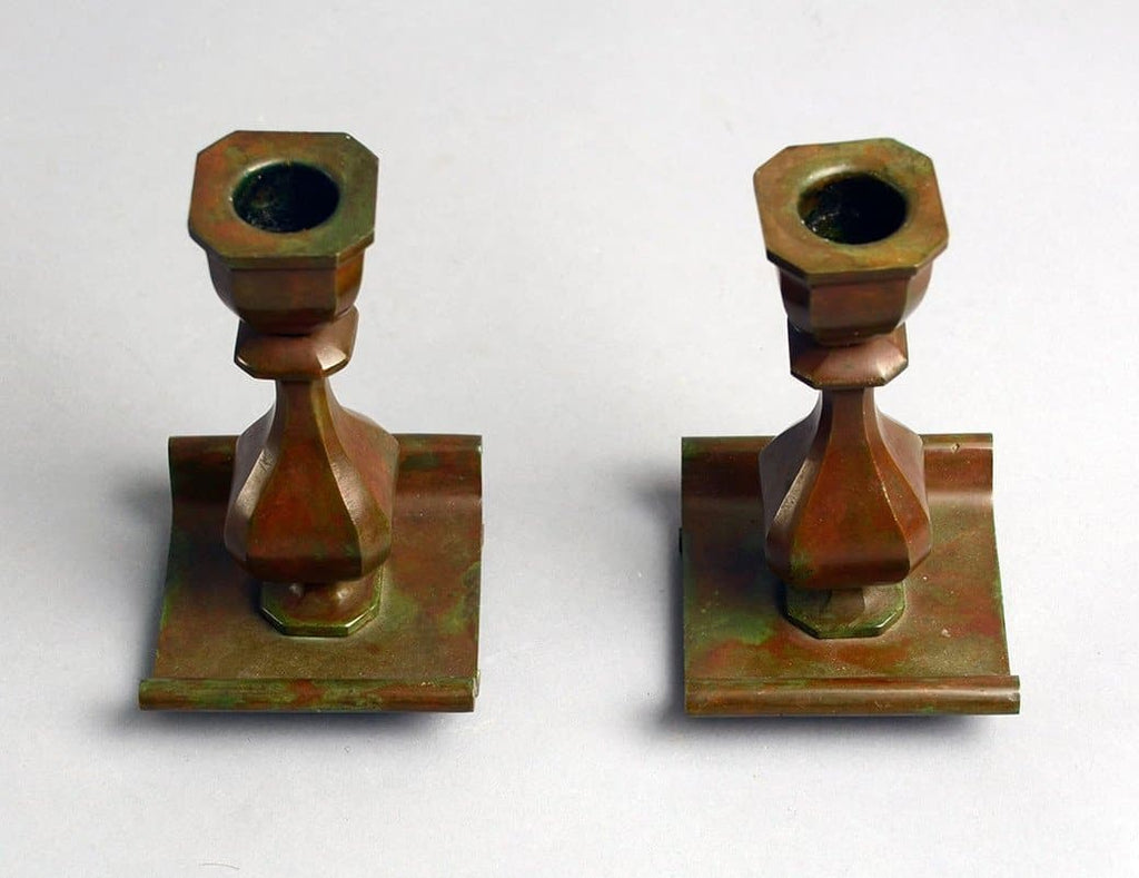Pair of bronze candlesticks by Sune Backstroms UK55 - Freeforms