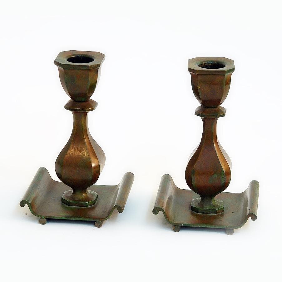 Pair of bronze candlesticks by Sune Backstroms UK55 - Freeforms