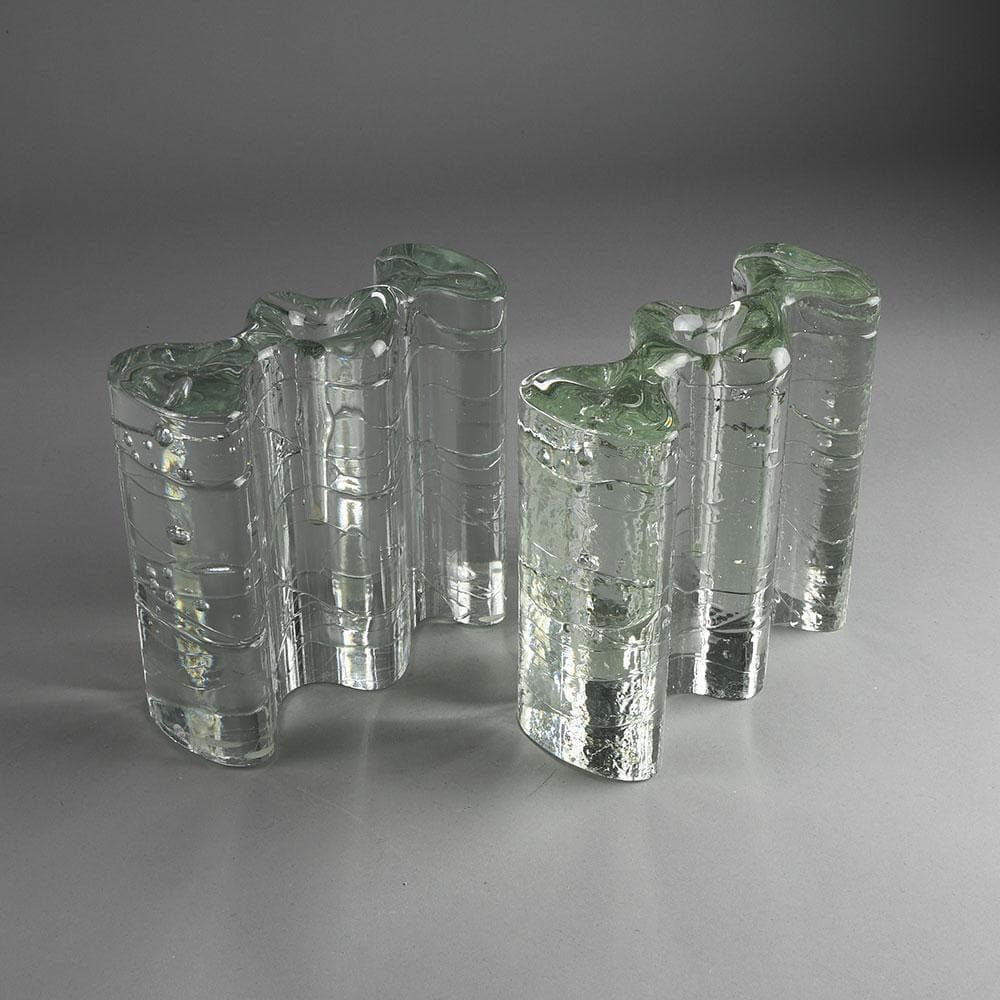 Pair of Glass "Arkipelago" candlestick by Timo Sarpaneva for Iittala B3415 E7332 - Freeforms