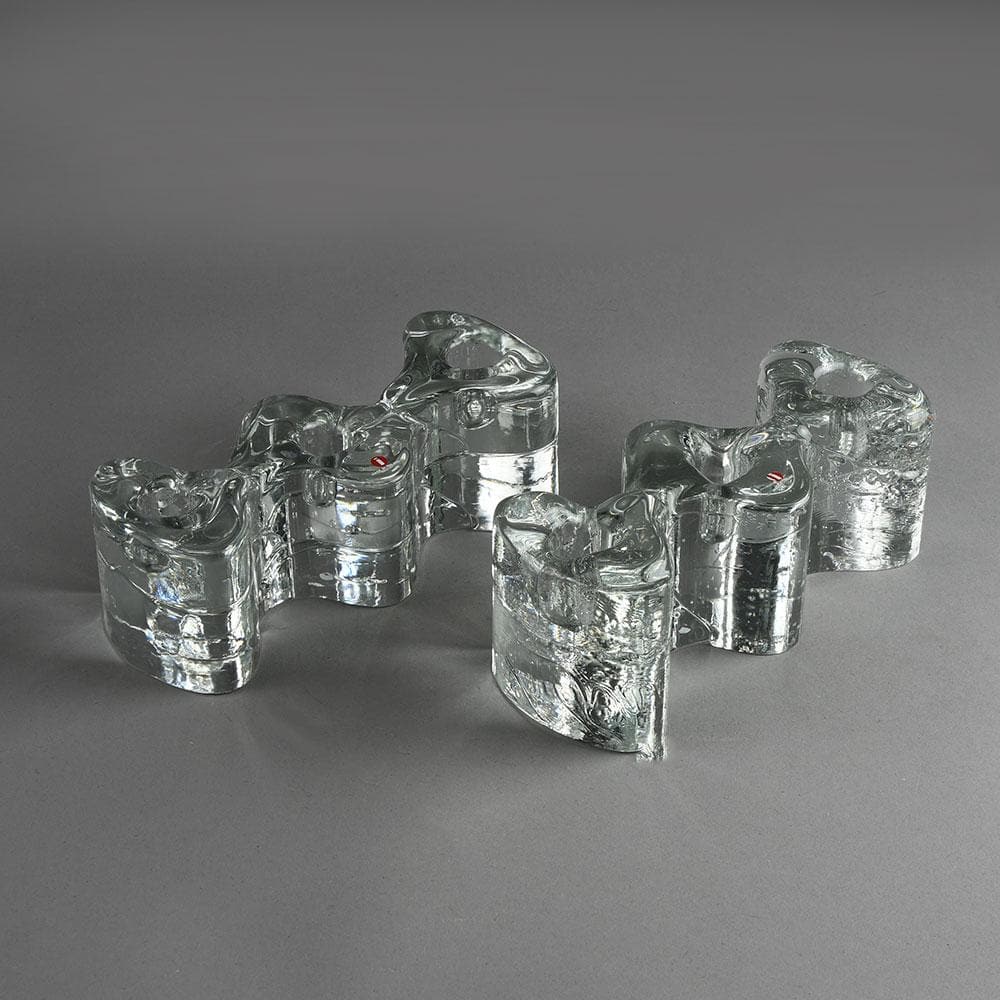 Pair of Glass "Arkipelago" candlestick by Timo Sarpaneva for Iittala E7333 E7232 - Freeforms