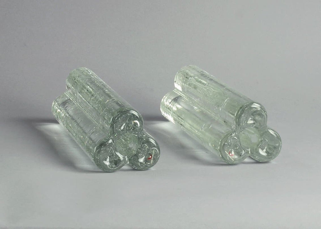 Pair of glass "Arkipelago" candlesticks by Timo Sarpaneva for Iittala A2107 A2108 - Freeforms