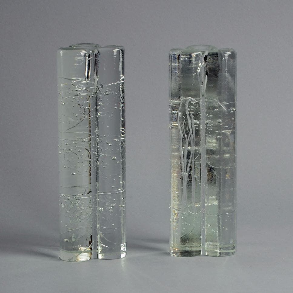 Pair of glass "Arkipelago" candlesticks by Timo Sarpaneva for Iittala A2107 A2108 - Freeforms