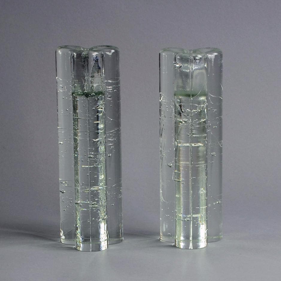 Pair of glass "Arkipelago" candlesticks by Timo Sarpaneva for Iittala A2107 A2108 - Freeforms