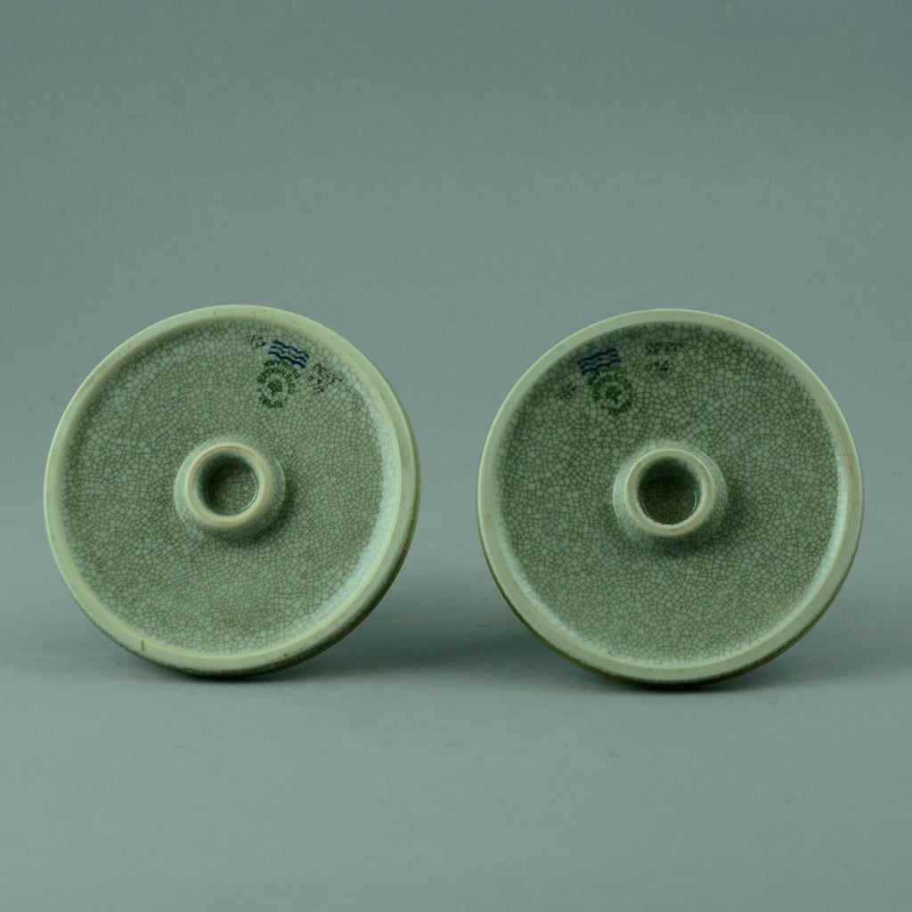 Pair of turquoise and gray candlesticks by Thorkild Olsen for Royal Copenhagen N7600 - Freeforms