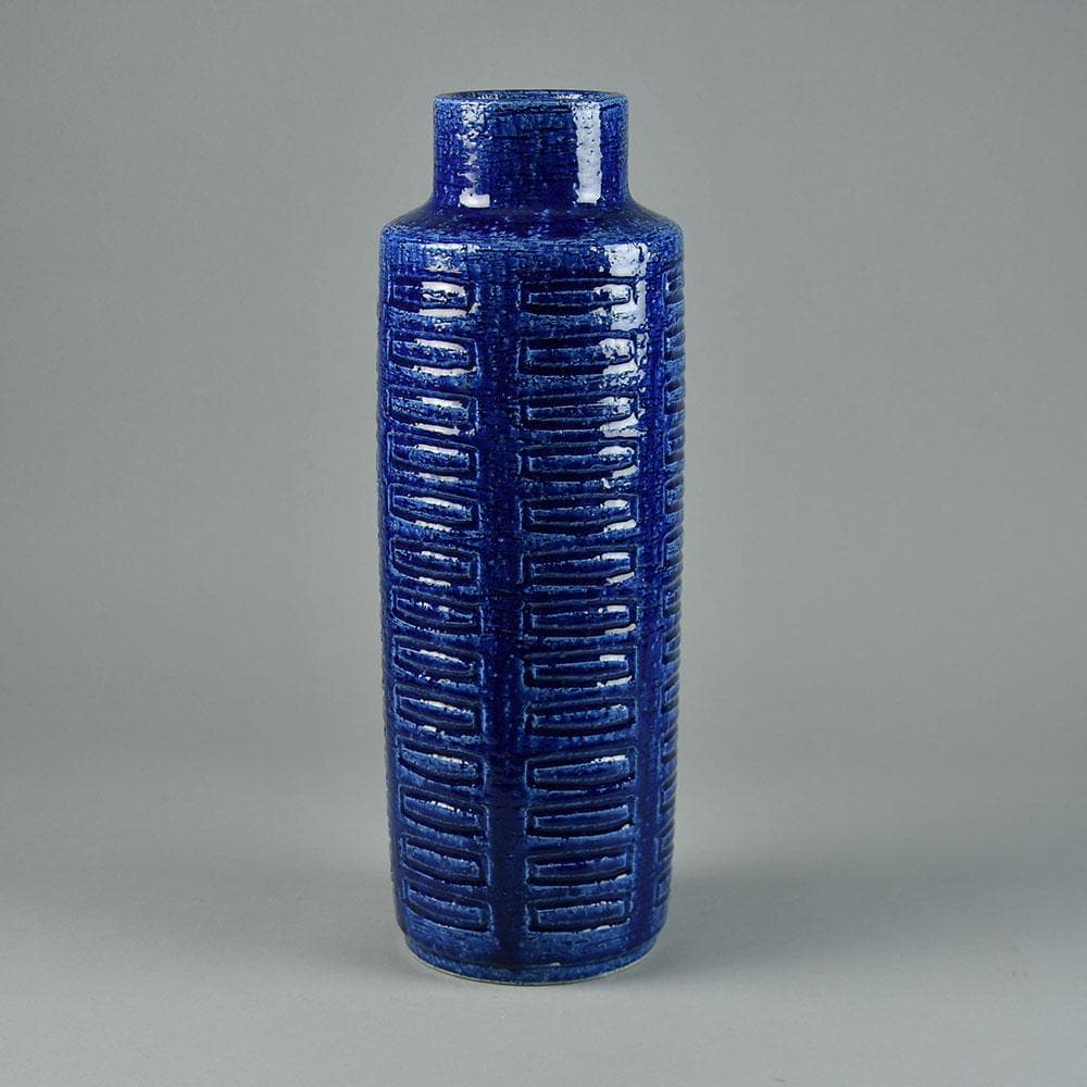 Per and Annelise Linnemann-Schmidt at Palshus, large vase with glossy blue glaze G9321 - Freeforms
