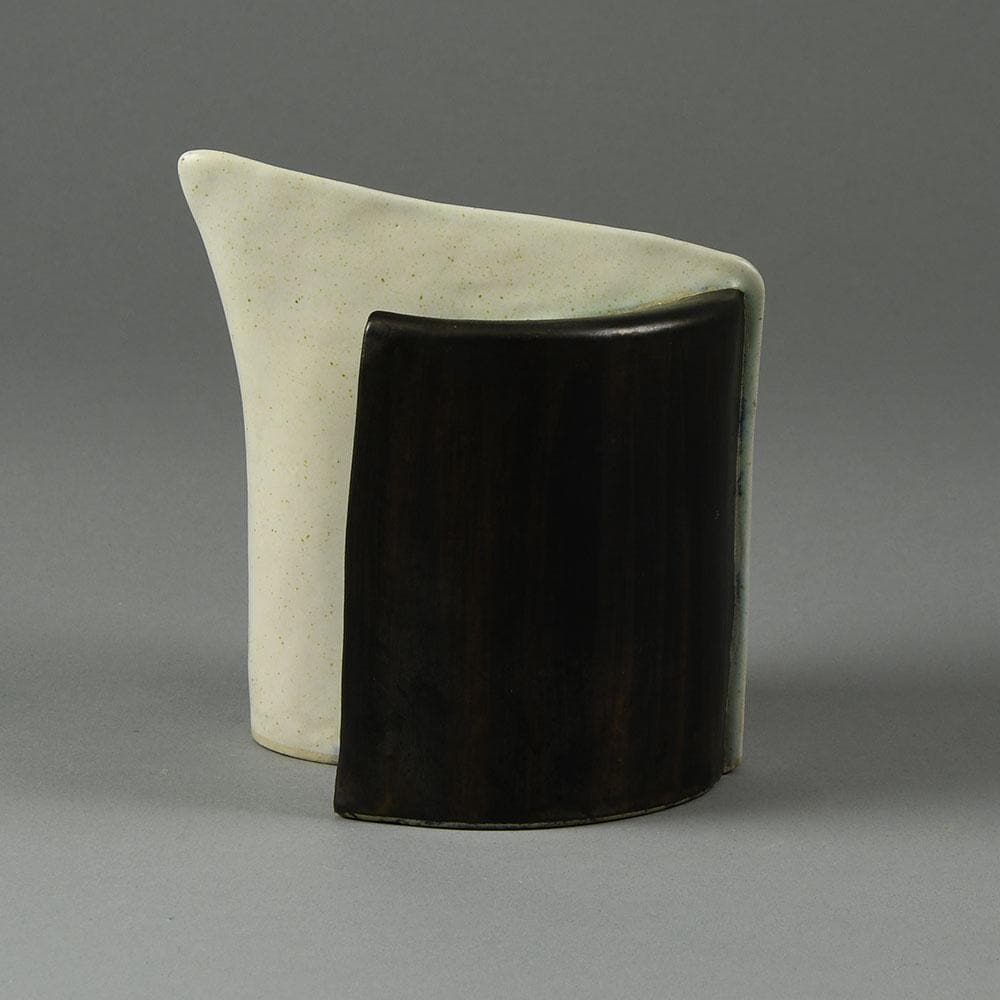 Peter Asshoff, Germany, two part stoneware sculpture with black and white glaze F8145 -F8146 - Freeforms