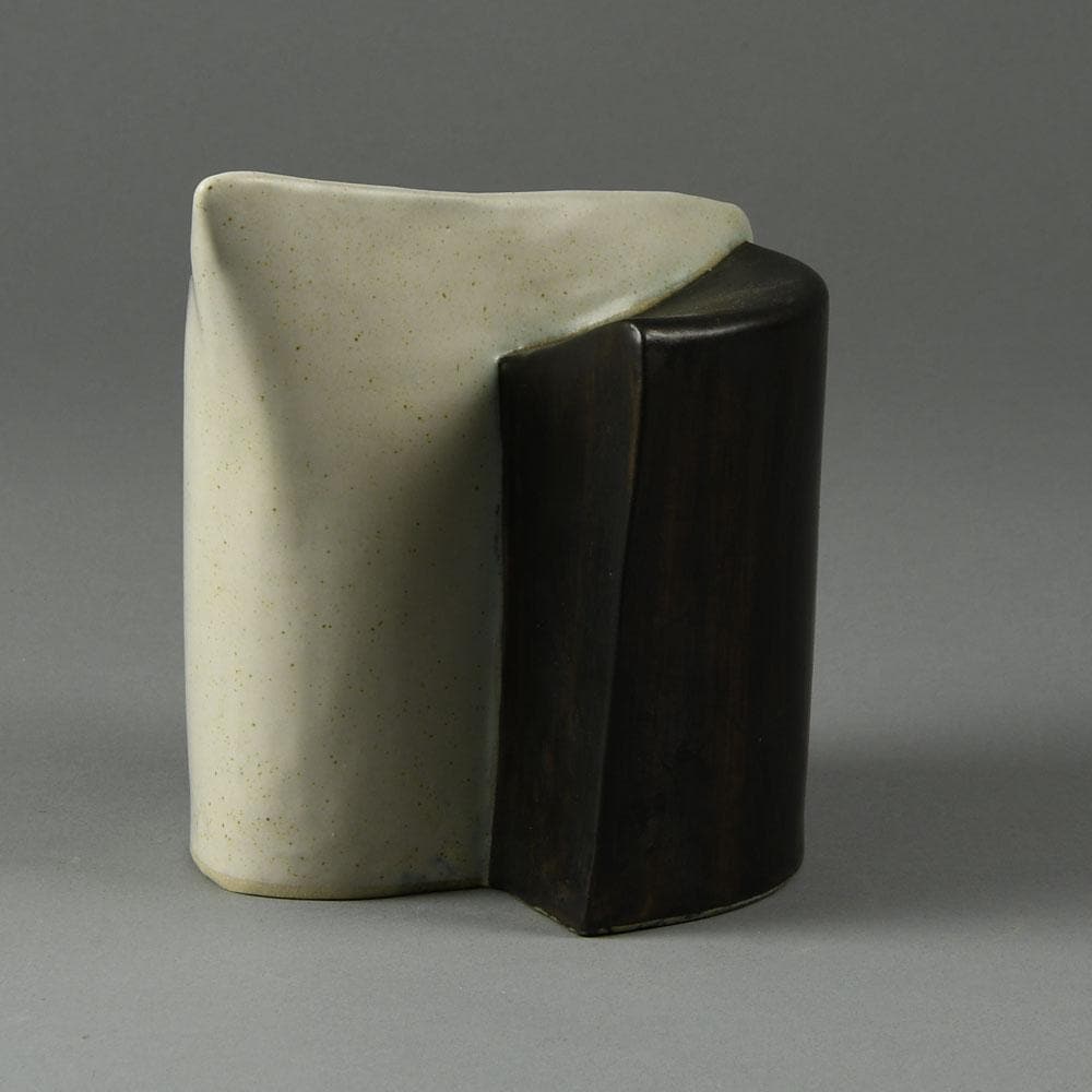 Peter Asshoff, Germany, two part stoneware sculpture with black and white glaze F8145 -F8146 - Freeforms