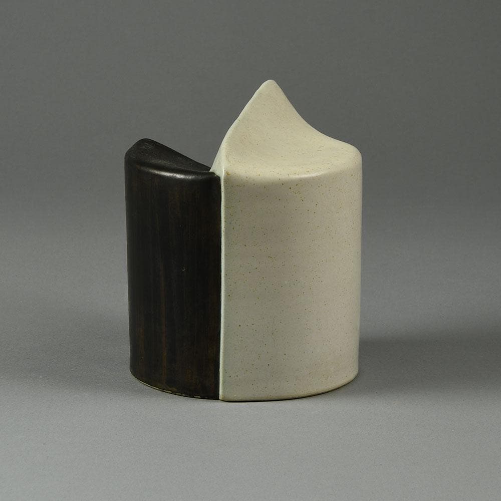 Peter Asshoff, Germany, two part stoneware sculpture with black and white glaze F8145 -F8146 - Freeforms