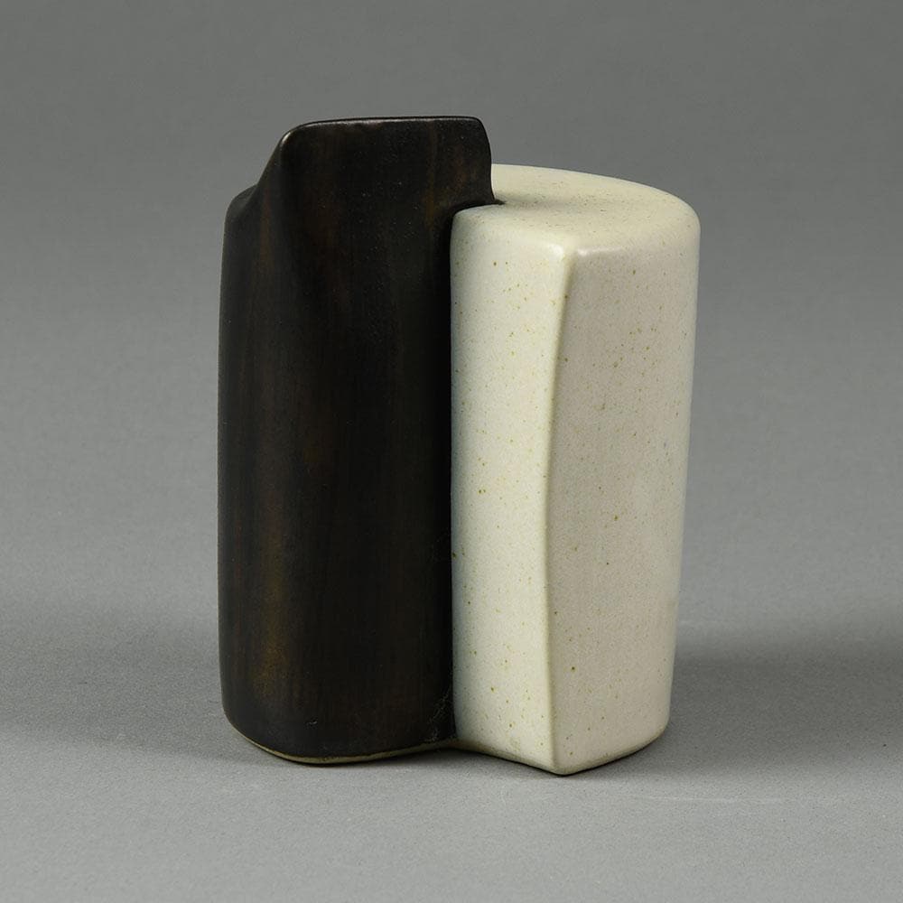 Peter Asshoff, Germany, two part stoneware sculpture with black and white glaze F8145 -F8146 - Freeforms