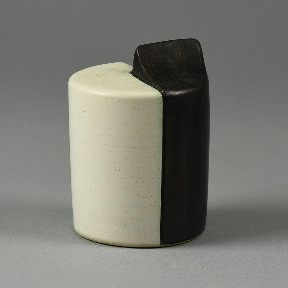 Peter Asshoff, Germany, two part stoneware sculpture with black and white glaze F8145 -F8146 - Freeforms