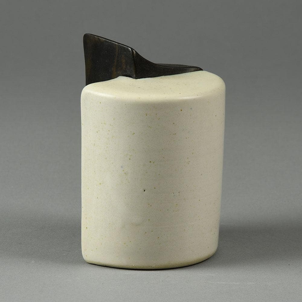 Peter Asshoff, Germany, two part stoneware sculpture with black and white glaze F8145 -F8146 - Freeforms