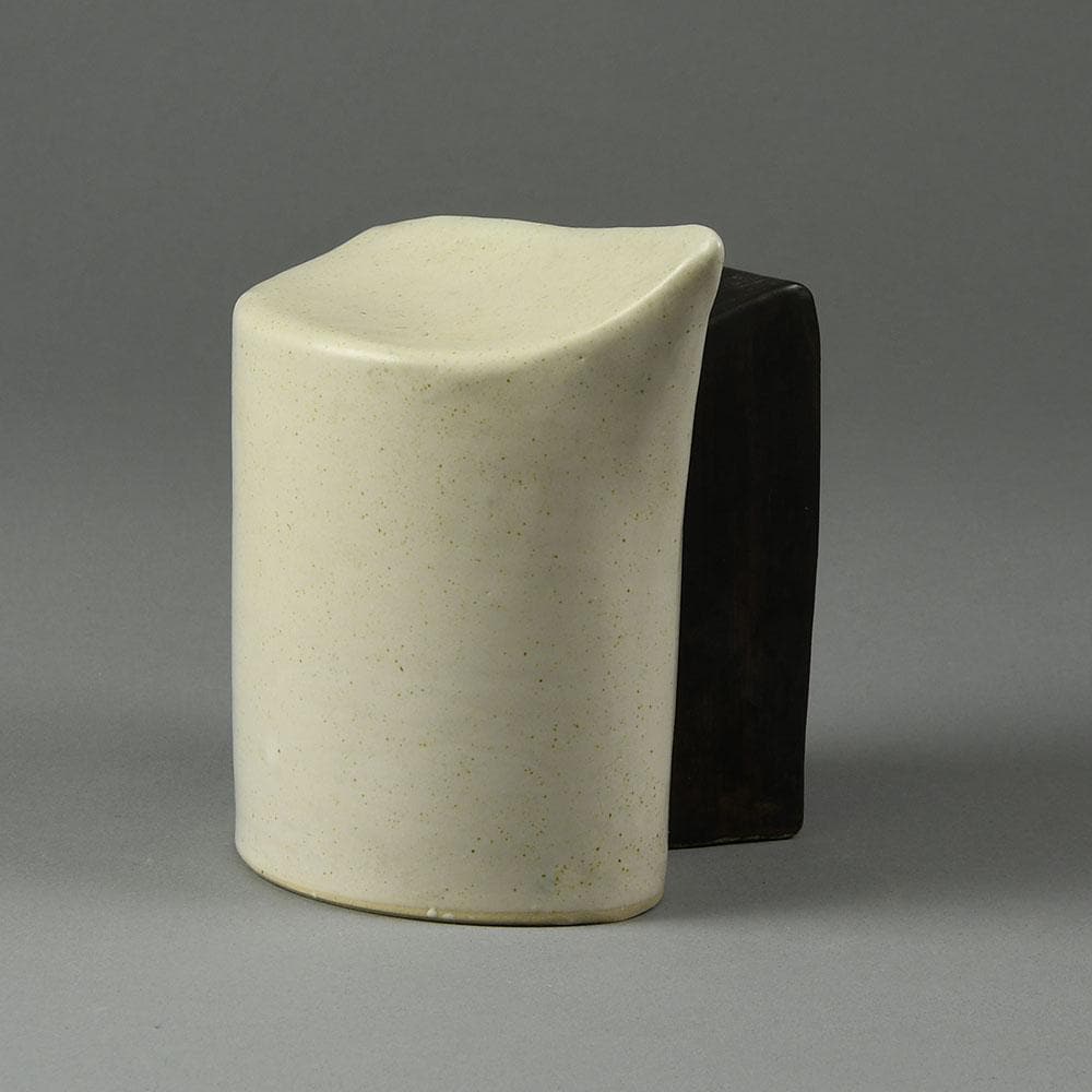 Peter Asshoff, Germany, two part stoneware sculpture with black and white glaze F8145 -F8146 - Freeforms