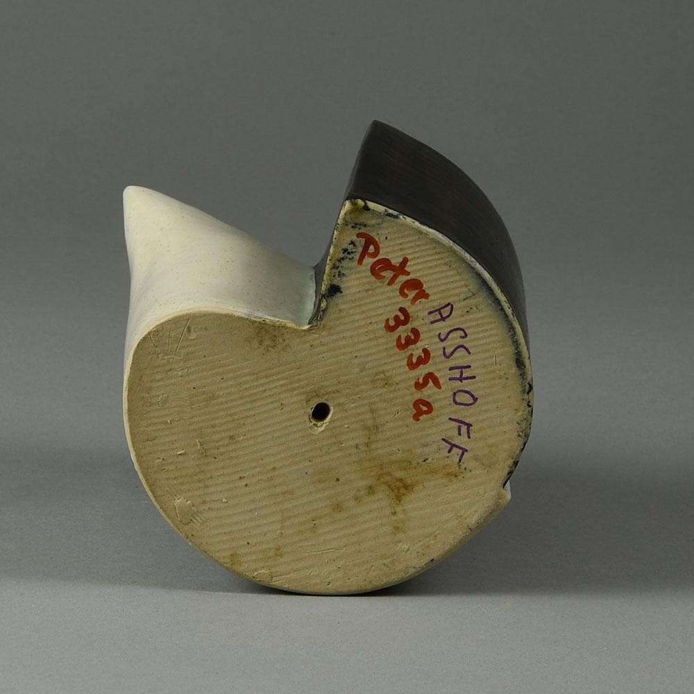 Peter Asshoff, Germany, two part stoneware sculpture with black and white glaze F8145 -F8146 - Freeforms