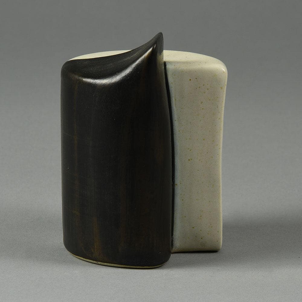 Peter Asshoff, Germany, two part stoneware sculpture with black and white glaze F8145 -F8146 - Freeforms