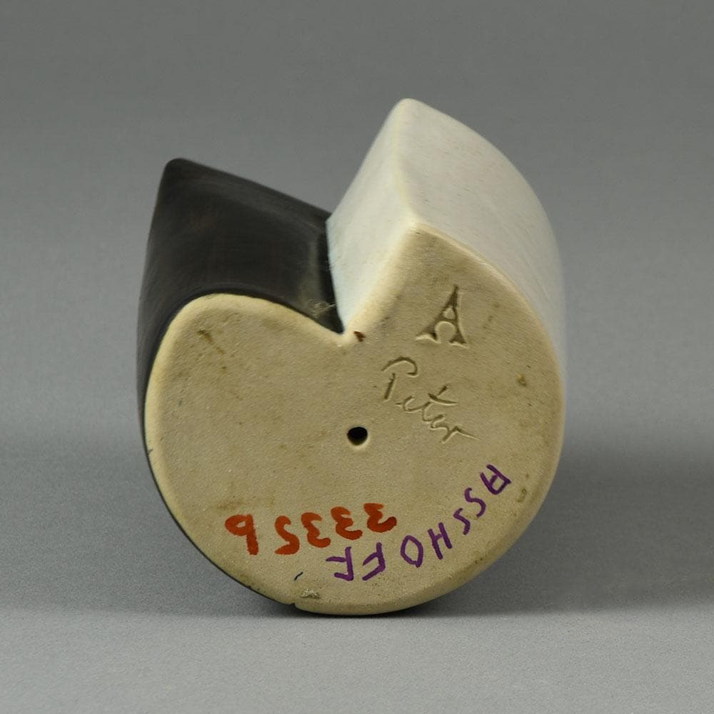 Peter Asshoff, Germany, two part stoneware sculpture with black and white glaze F8145 -F8146 - Freeforms