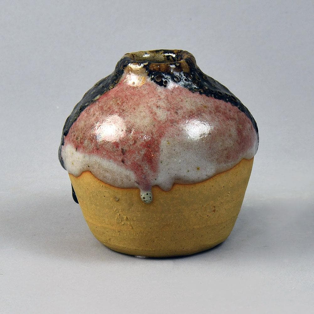 Peter Roters unique stoneware vase with dripping crater glaze G9138 - Freeforms