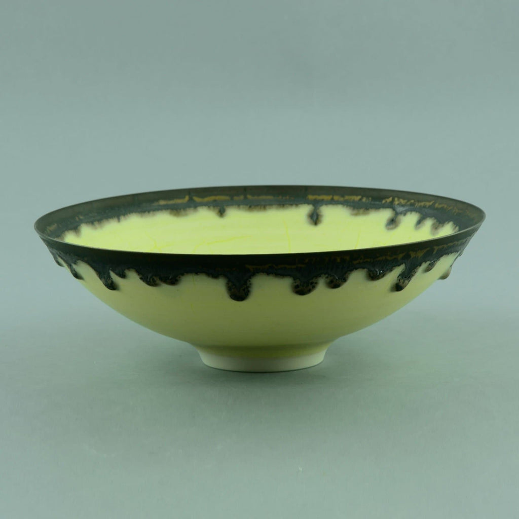Peter Wills porcelain bowl with yellow and metallic brown glaze D6031 - Freeforms