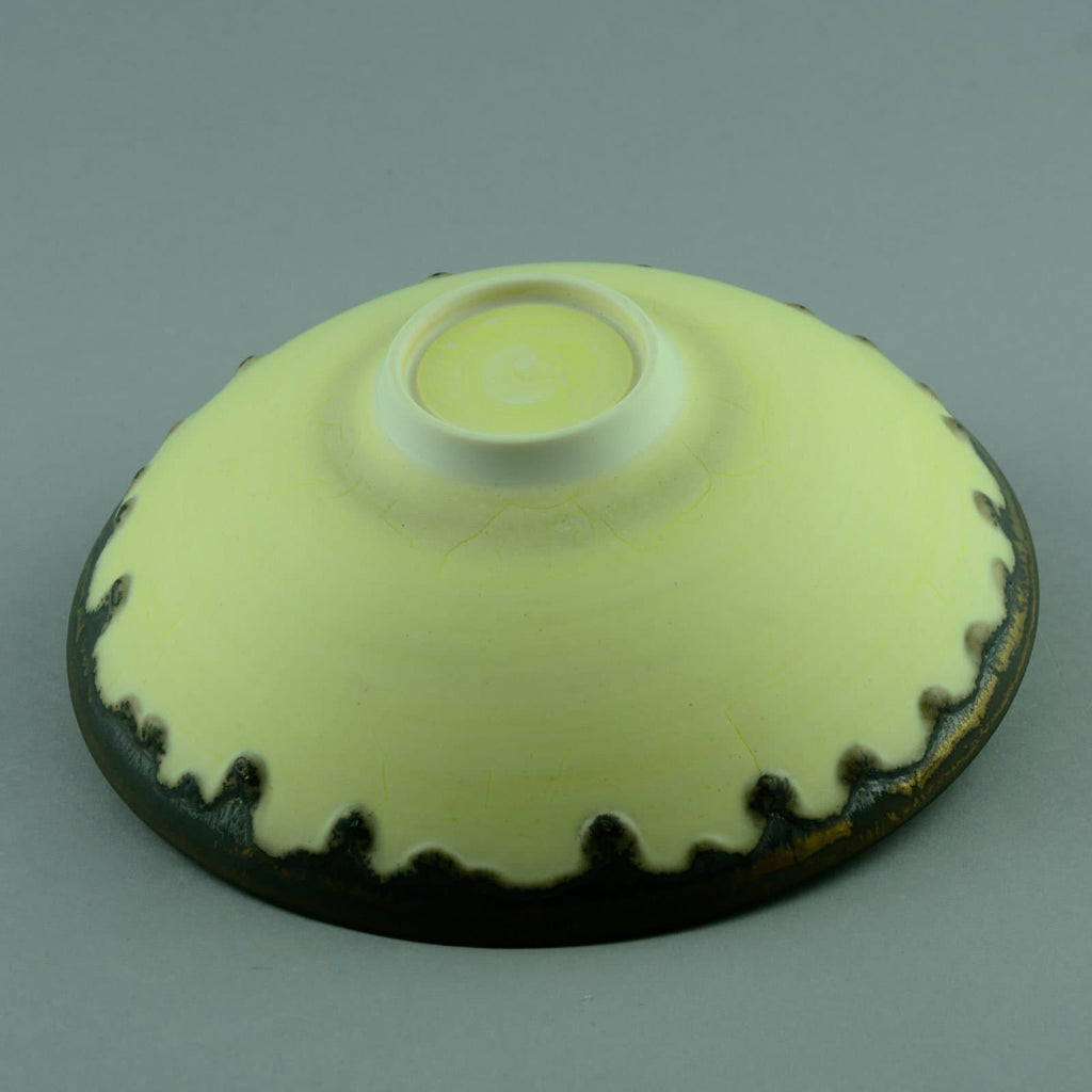 Peter Wills porcelain bowl with yellow and metallic brown glaze D6031 - Freeforms