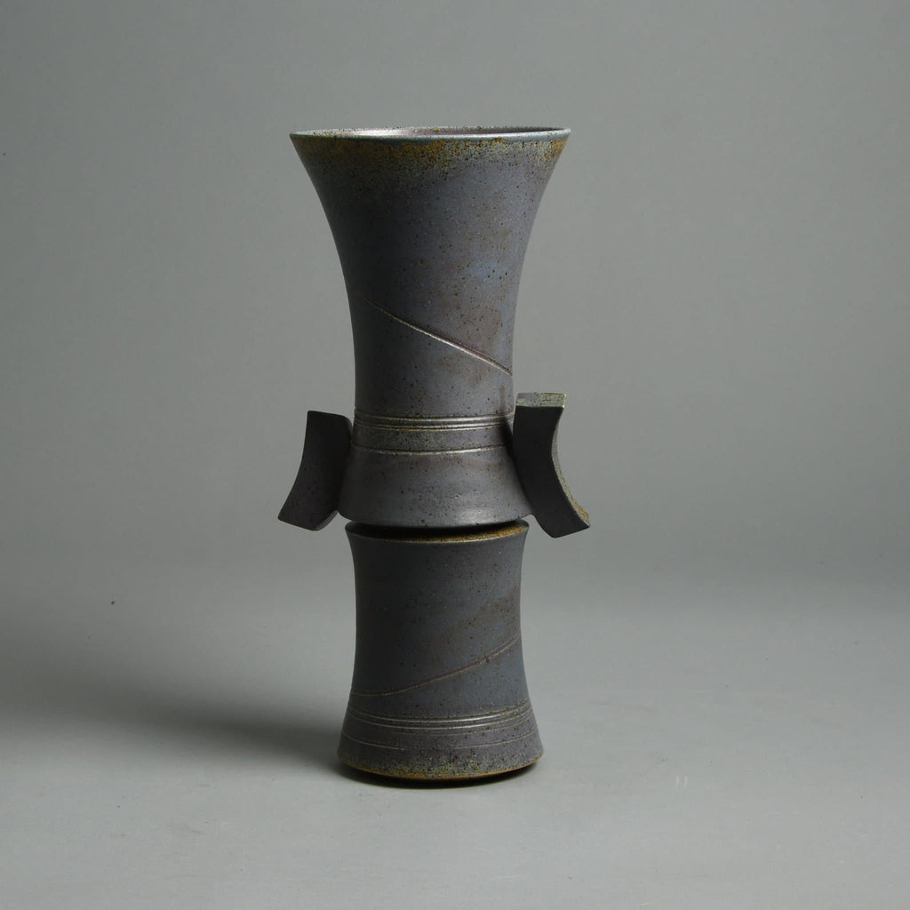 Phil Mumford, Wales, unique stoneware vase with lavender gray glaze E7344 - Freeforms