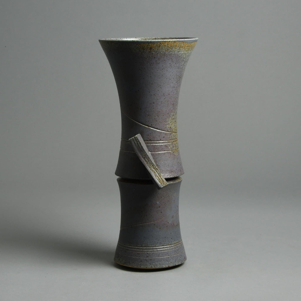 Phil Mumford, Wales, unique stoneware vase with lavender gray glaze E7344 - Freeforms