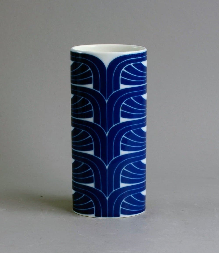 Porcelain vase with glossy white and dark blue glaze for Rosenthal B3718 - Freeforms