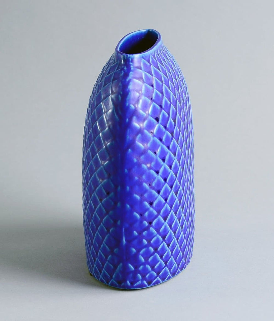 stig lindberg reptil vase gustavsberg dark blue