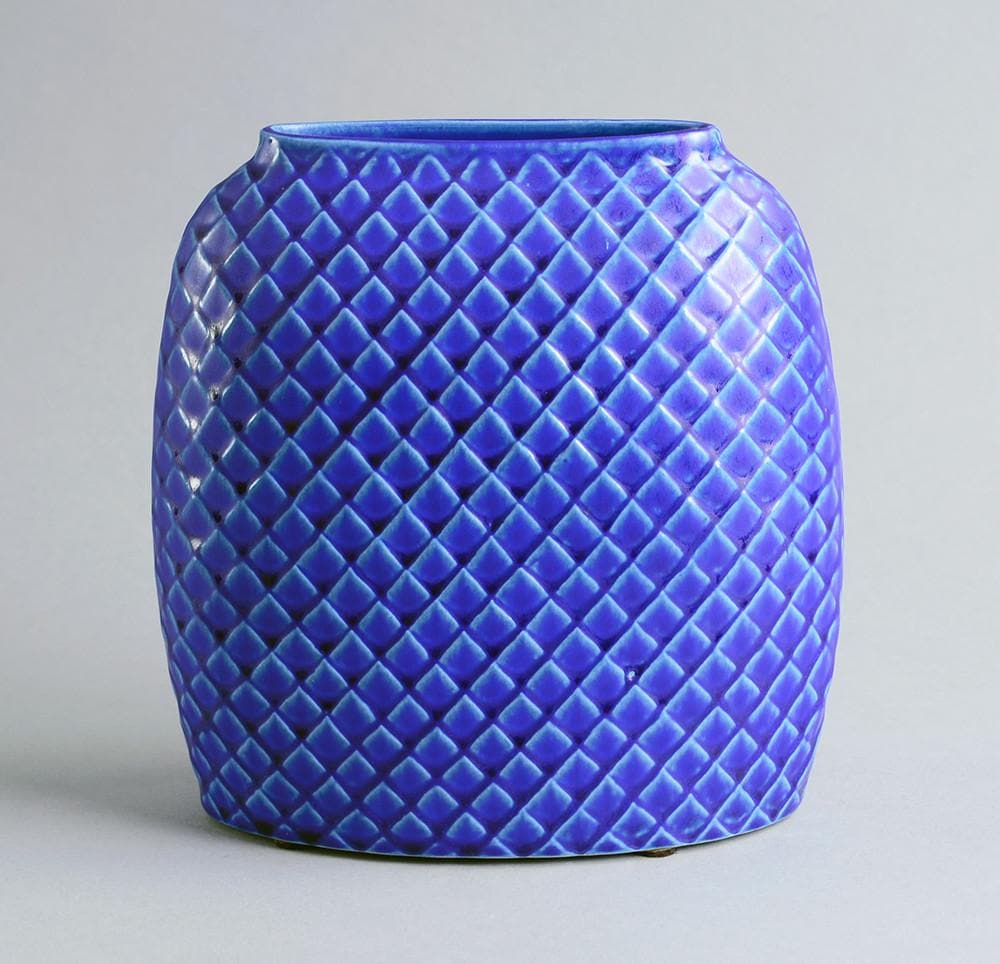 stig lindberg reptil vase gustavsberg dark blue