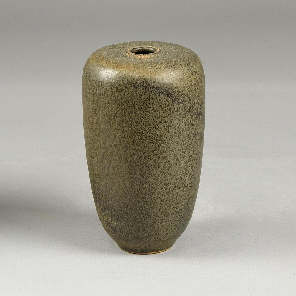 Richard Bampi, Germany, unique stoneware vase with brown haresfur glaze E7283 - Freeforms