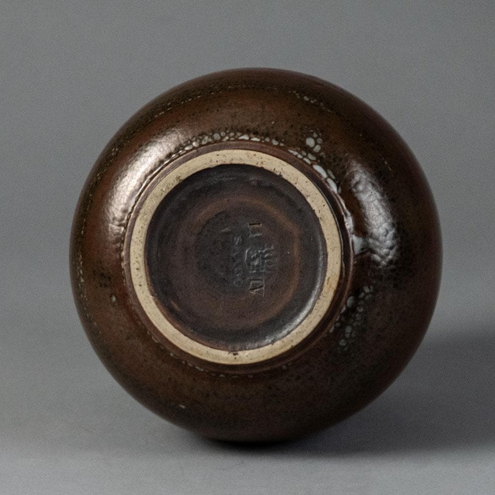 Saxbo, Denmark Stoneware vase with brown "birch bark" glaze G9242 - Freeforms