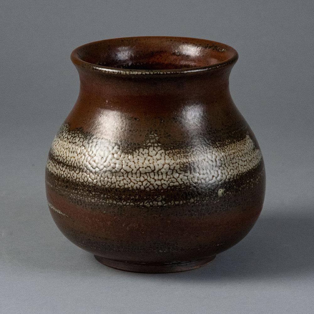 Saxbo, Denmark Stoneware vase with brown "birch bark" glaze G9242 - Freeforms
