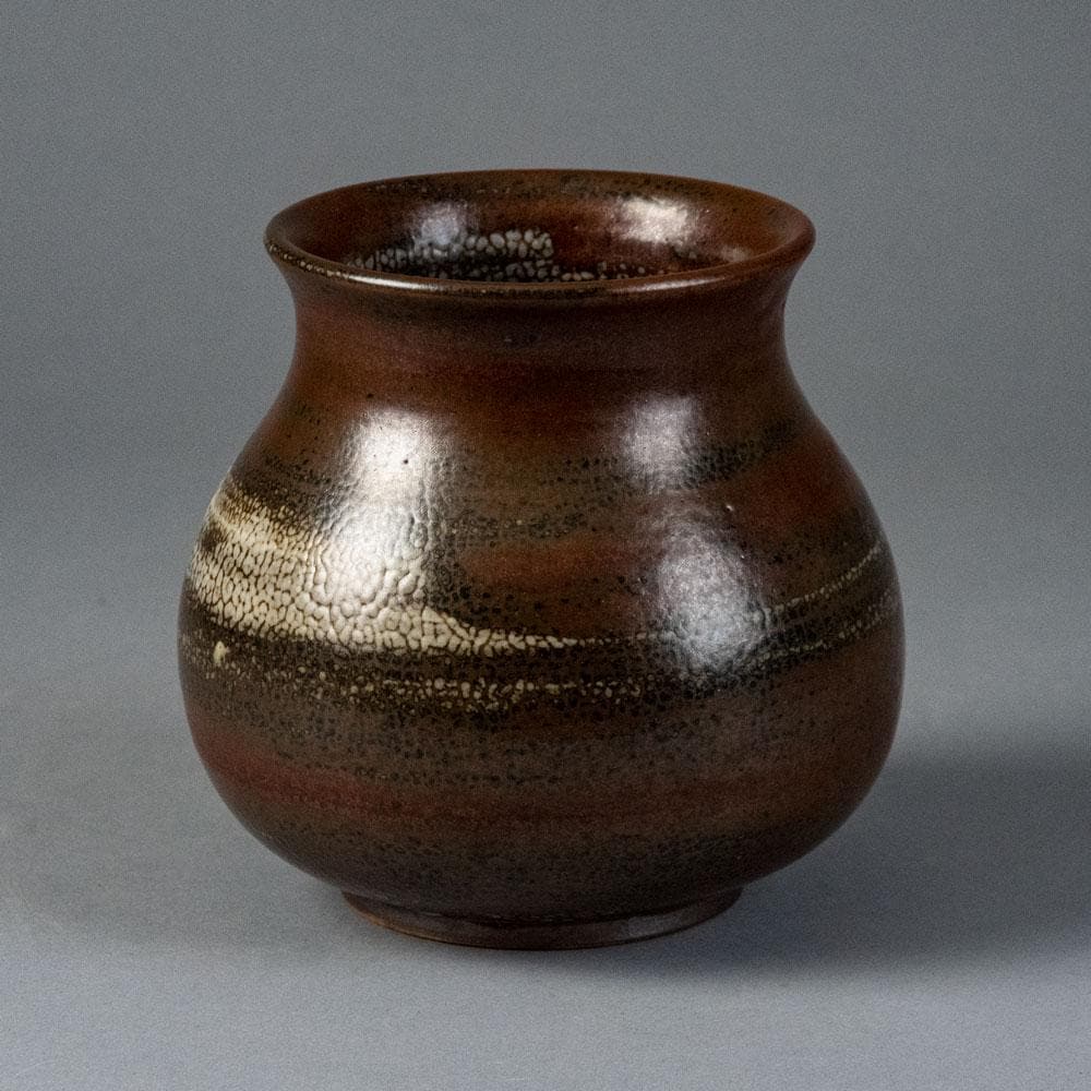 Saxbo, Denmark Stoneware vase with brown "birch bark" glaze G9242 - Freeforms