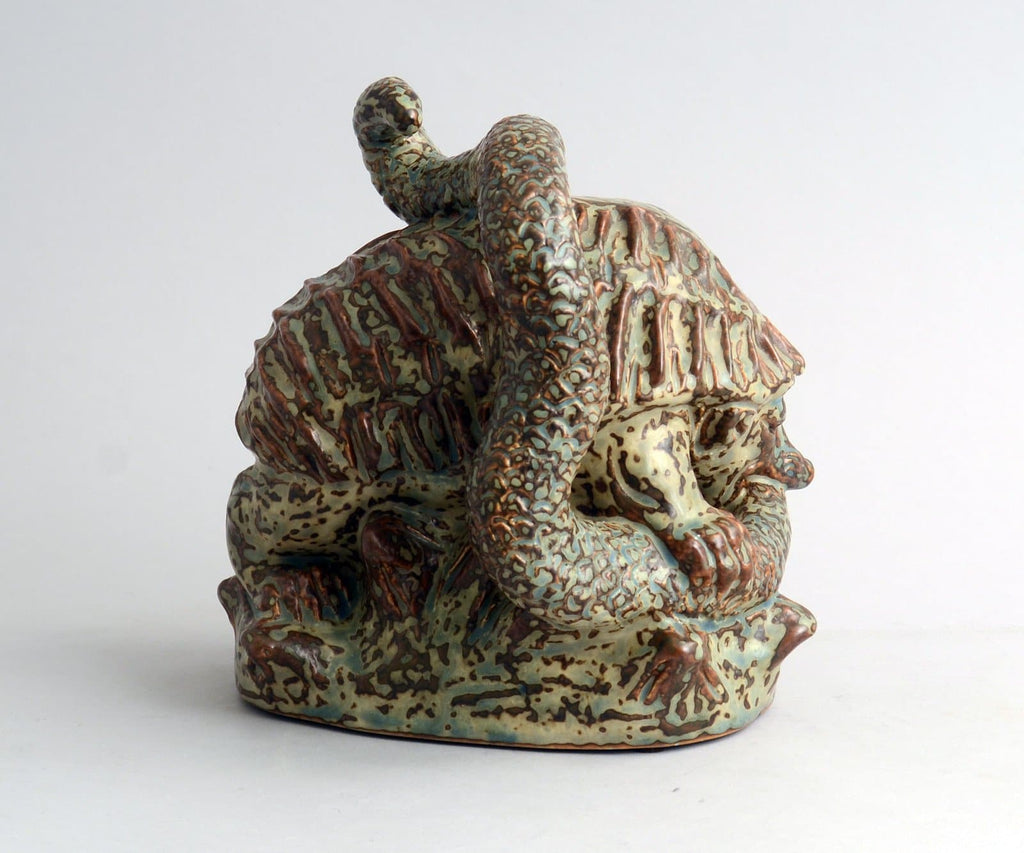 Sculpture of Hedgehog and Snake by Knud Kyhn for Royal Copenhagen N8083 - Freeforms