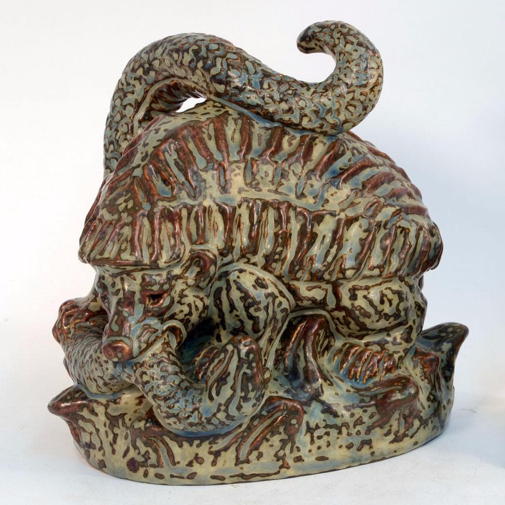 Sculpture of Hedgehog and Snake by Knud Kyhn for Royal Copenhagen N8083 - Freeforms