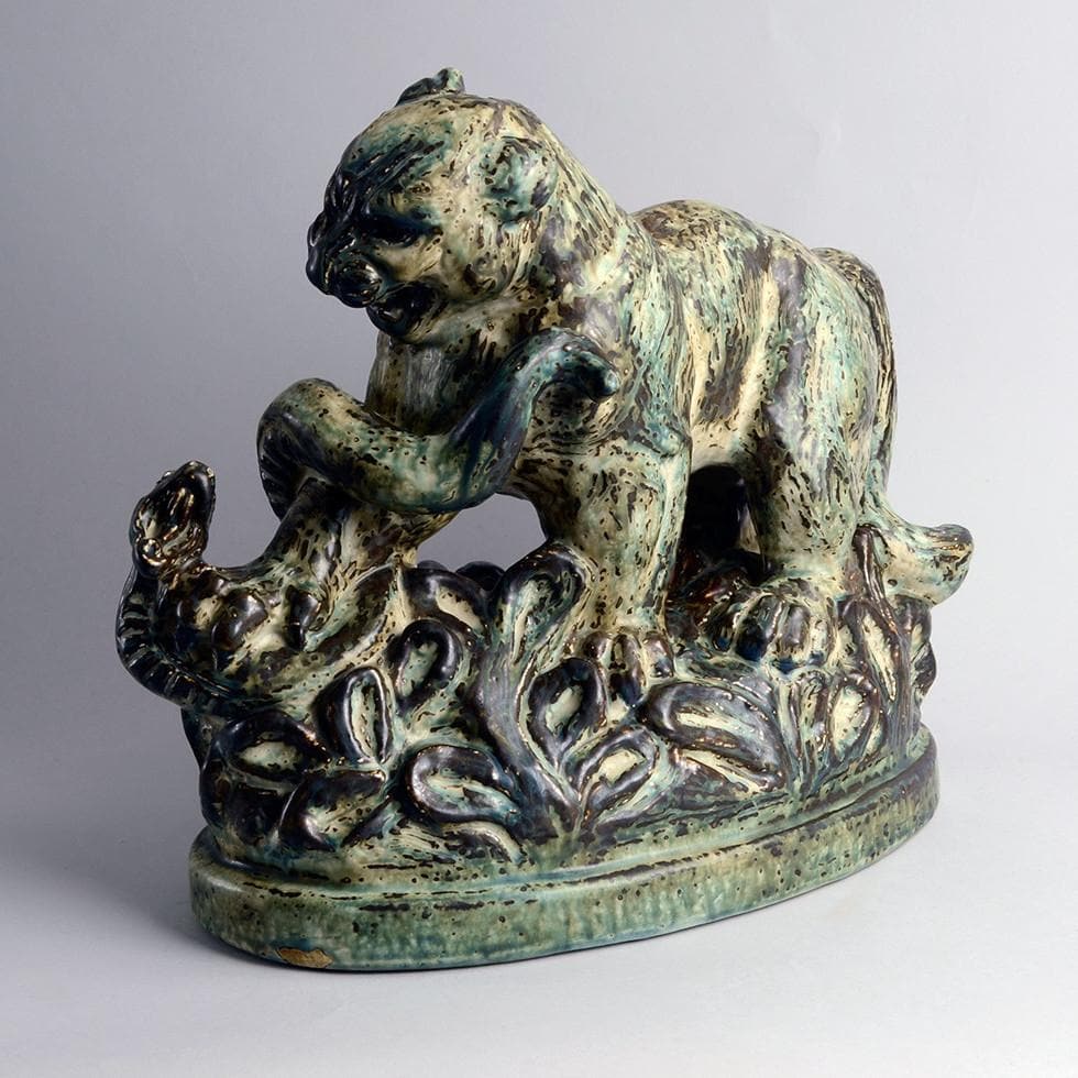 Sculpture of Mountain Lion by Knud Kyhn for Royal Copenhagen A2143 - Freeforms