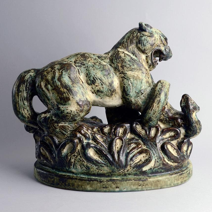 Sculpture of Mountain Lion by Knud Kyhn for Royal Copenhagen A2143 - Freeforms