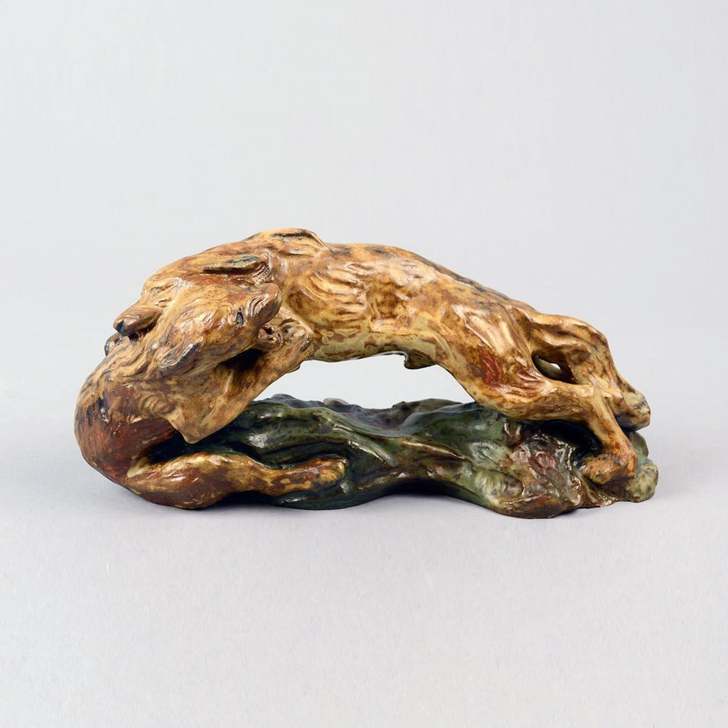 Sculpture of two wolves by Knud Kyhn for Royal Copenhagen A1284 - Freeforms