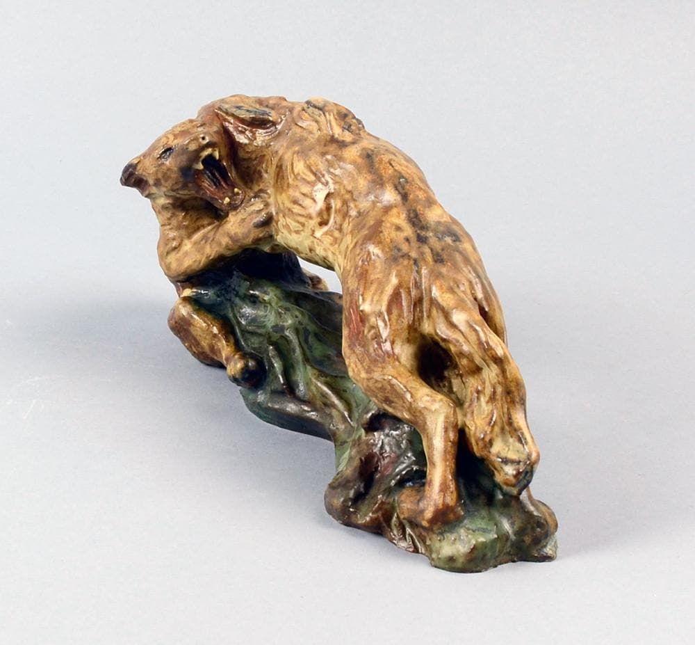 Sculpture of two wolves by Knud Kyhn for Royal Copenhagen A1284 - Freeforms