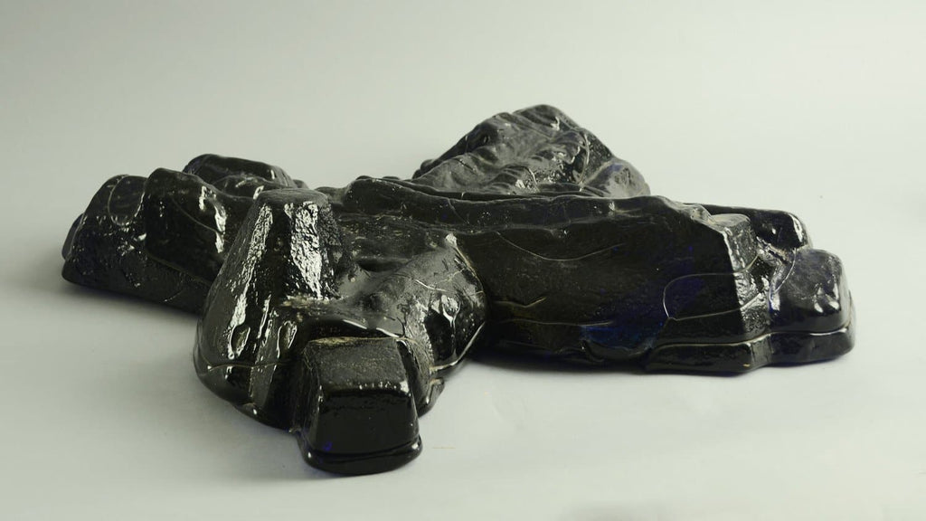 Segment from wall installation in dark blue glass by Edvin Ohrstrom - Freeforms