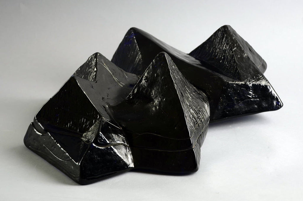 Segment from wall installation in dark blue glass by Edvin Ohrstrom - Freeforms