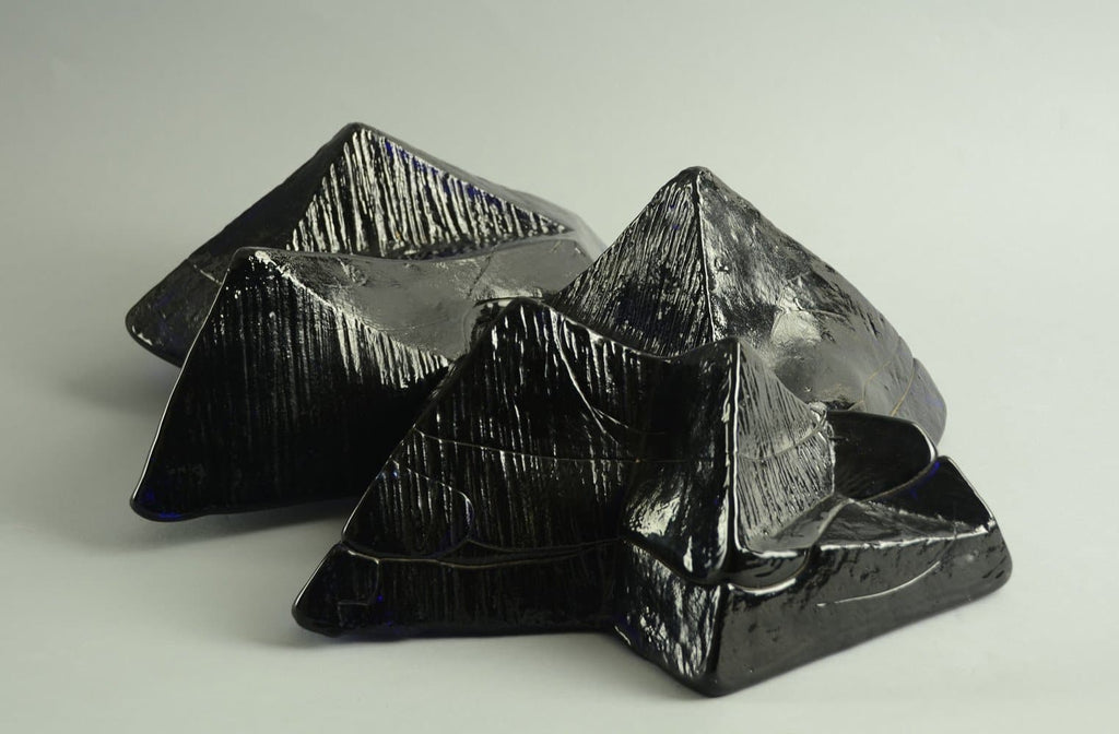 Segment from wall installation in dark blue glass by Edvin Ohrstrom - Freeforms