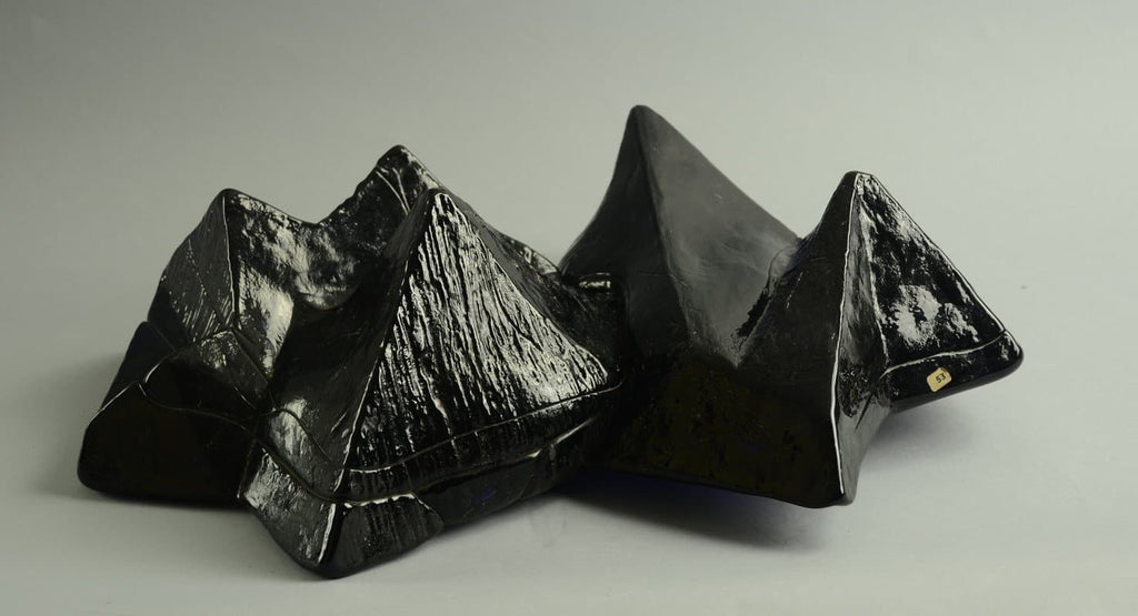 Segment from wall installation in dark blue glass by Edvin Ohrstrom - Freeforms