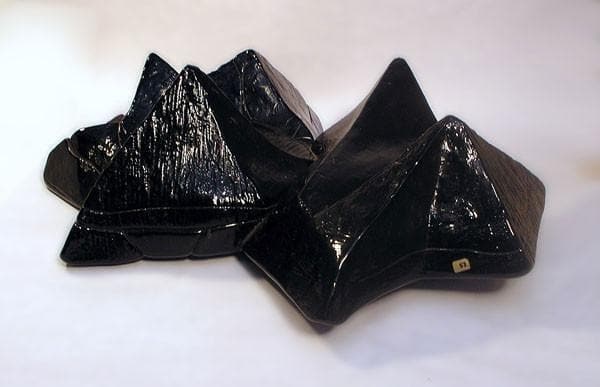 Segment from wall installation in dark blue glass by Edvin Ohrstrom - Freeforms