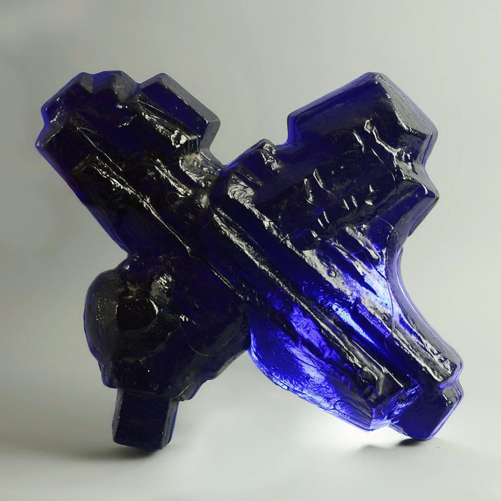 Segment from wall installation in dark blue glass by Edvin Ohrstrom - Freeforms